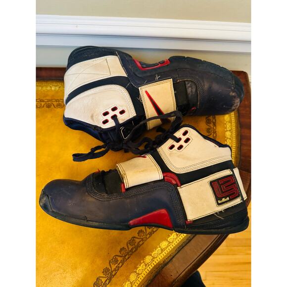 NIKE LeBron 23 Zoom Soldier USA Olympic Red White & Blue Leather Sneakers Sz 10